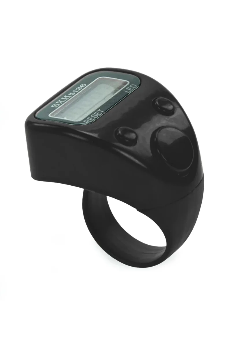 5 Adet Işıklı Parmak Zikirmatik Yüzük - LED Aydınlatmalı Dijital Sayaç 5li Ekonomik Set - Siyah - 5