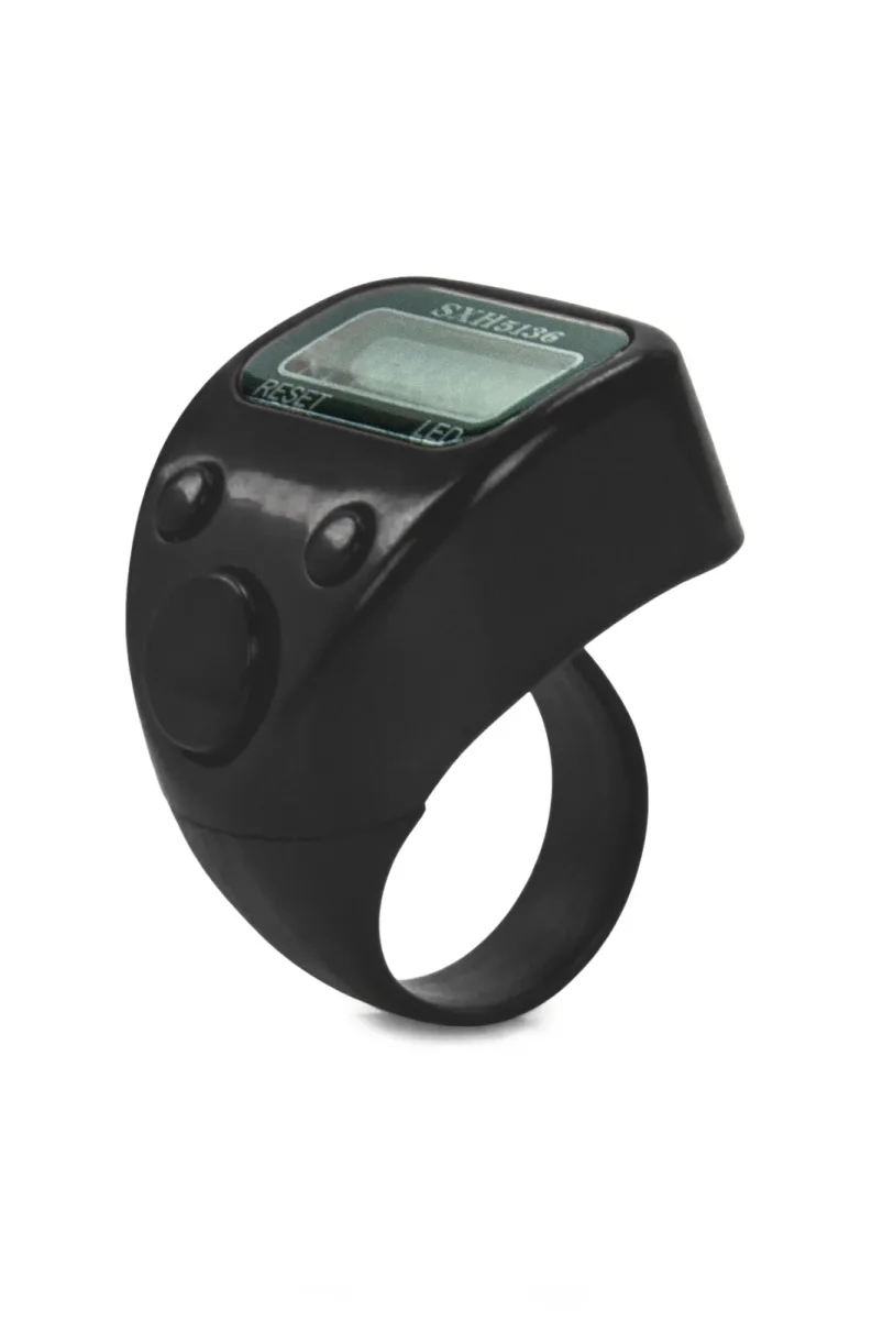 5 Adet Işıklı Parmak Zikirmatik Yüzük - LED Aydınlatmalı Dijital Sayaç 5li Ekonomik Set - Siyah - 7