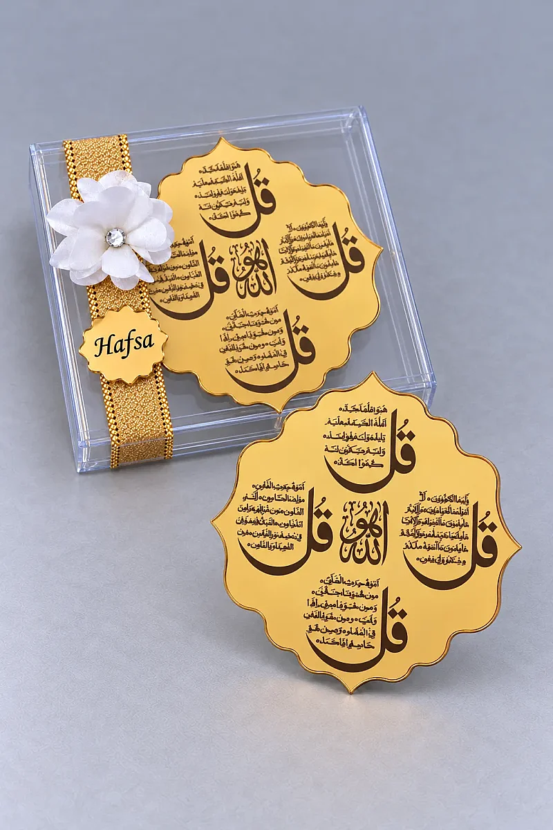 5 Adet İsme Özel Kutulu Magnet 4 Kul Dualı Mevlüt Hediyeliği - Gold - 2