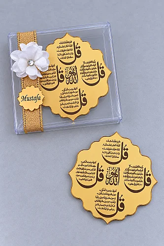 5 Adet İsme Özel Kutulu Magnet 4 Kul Dualı Mevlüt Hediyeliği - Gold - 5