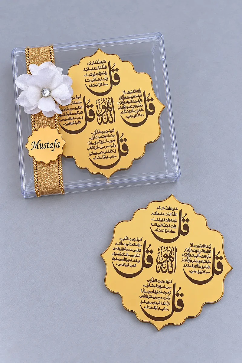 5 Adet İsme Özel Kutulu Magnet 4 Kul Dualı Mevlüt Hediyeliği - Gold - 5