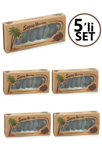 5 li Paket Hediyelik Özel Kutulu Hurma, İftarlık İkramlık Medine Mebrum Hurması - 1