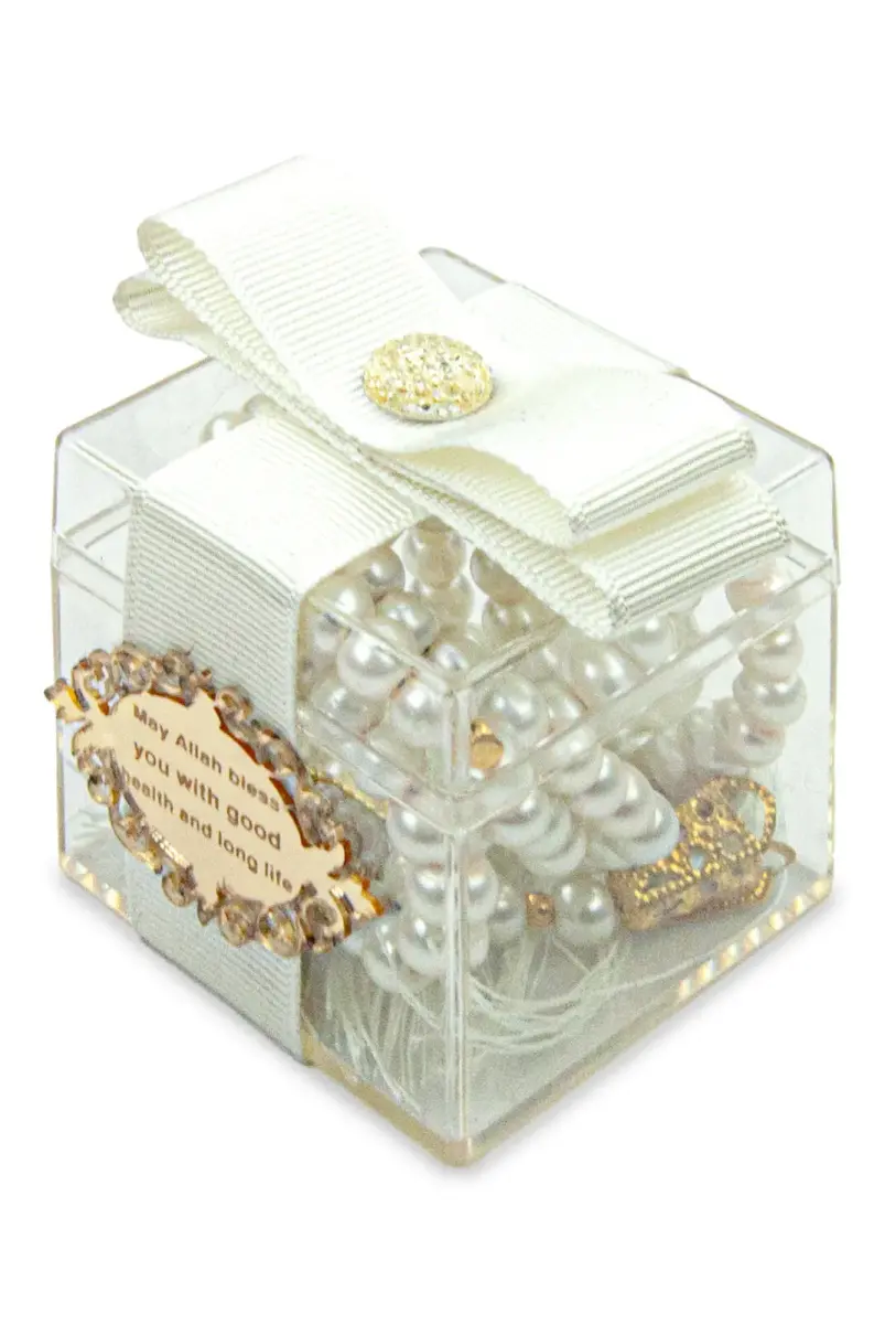 5 Pieces of 99 Pearl Rosary with Mica Box, Special for Names, Special for Gifts - White - 2