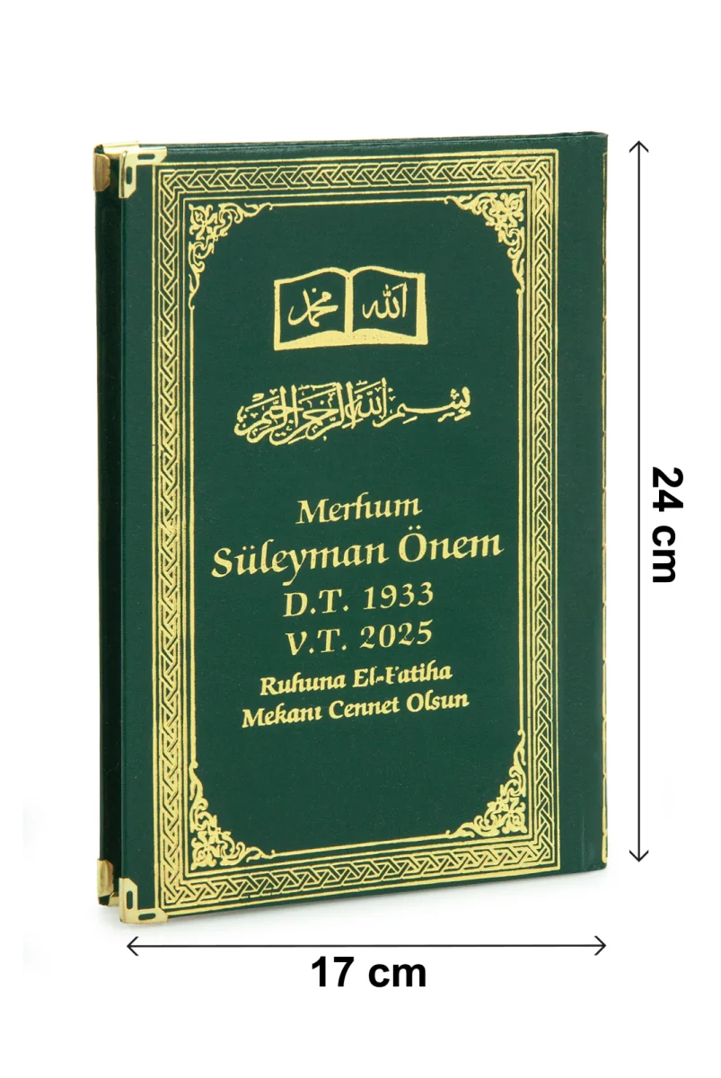 50 ADET - İsim Baskılı Ciltli Yasin Kitabı - Osmanlı Desenli - Orta Boy - 176 Sayfa - Yeşil Renk - Dini Hediyelik - 5