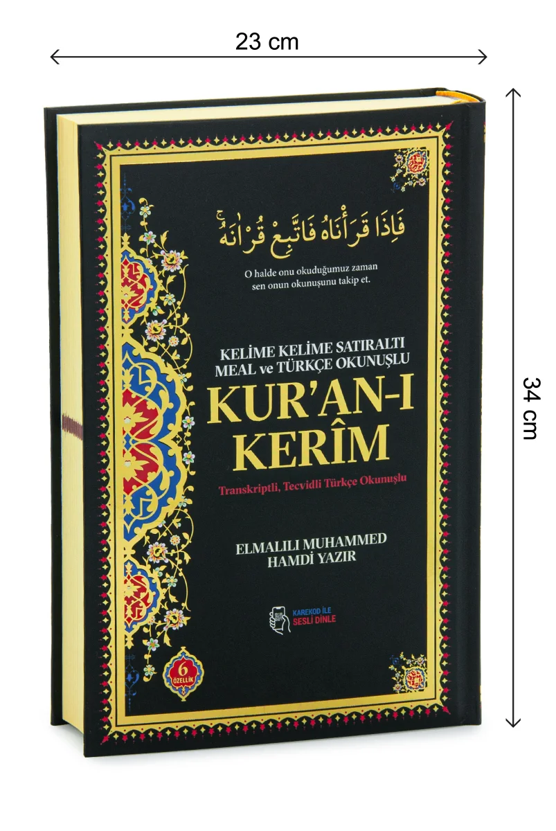 6 Özellikli Satır Arası Kelime Kelime Türkçe Okunuşlu Mealli Kuranı Kerim Cami Boy - Siyah - 5
