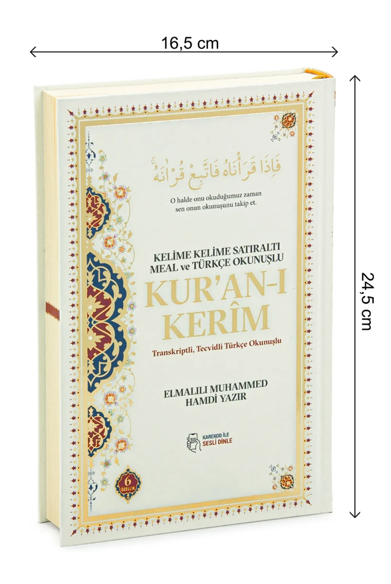 6 Özellikli Satır Arası Kelime Kelime Türkçe Okunuşlu Mealli Kuranı Kerim Orta Boy - Beyaz - 5