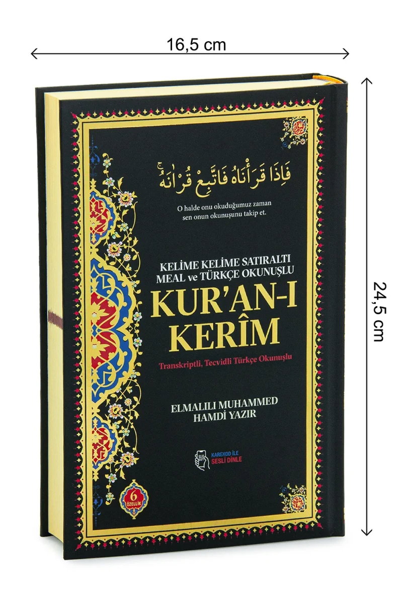 6 Özellikli Satır Arası Kelime Kelime Türkçe Okunuşlu Mealli Kuranı Kerim Orta Boy - Siyah - 5