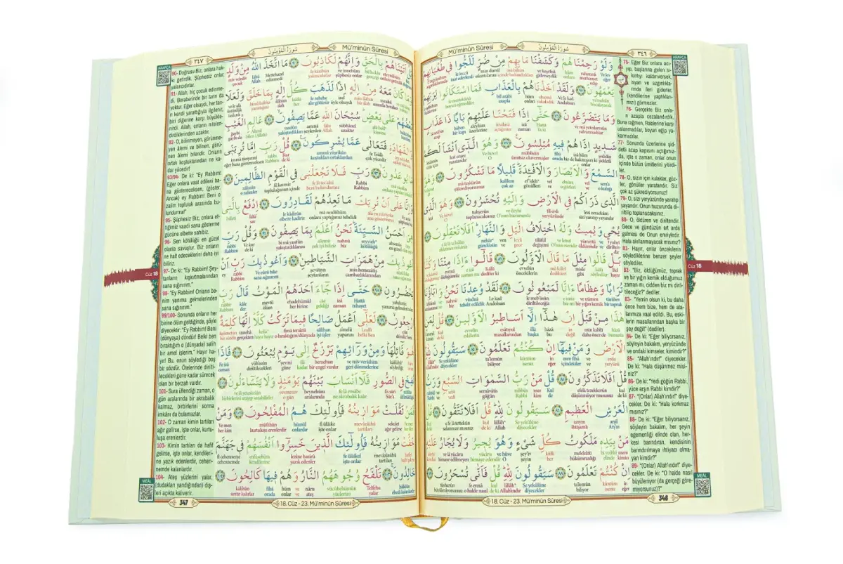 6 Özellikli Satır Arası Kelime Kelime Türkçe Okunuşlu Mealli Kuranı Kerim Rahle Boy - Beyaz - 4