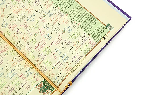 6 Özellikli Satır Arası Kelime Kelime Türkçe Okunuşlu Mealli Kuranı Kerim Rahle Boy - Mor - 5