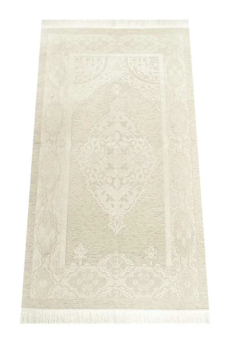 6 Parça Gelin Çeyizlik Seccade Seti Hediyelik Şal Tesbih Zikirmatik Kuranı Kerim Seti Beyaz - 4