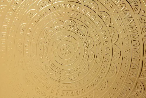 6 Person Wavy Round Hair Tray Gold - 4