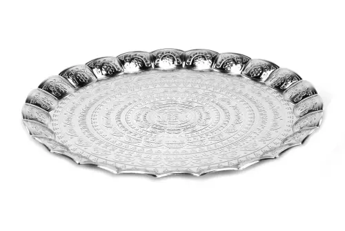 6 Person Wavy Round Hair Tray Silver Color - 4