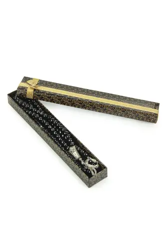 99lu Siyah Doğal Akik Taşı Tesbih - 7