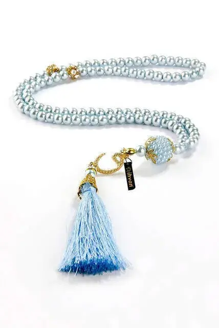 99 pcs Pearl Tasbih with Vavlı Tughra - Blue - 1