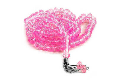99 pieces Hajj Umrah Gift Prayer Beads with Crystal Look 10 Pieces - Pink - 3