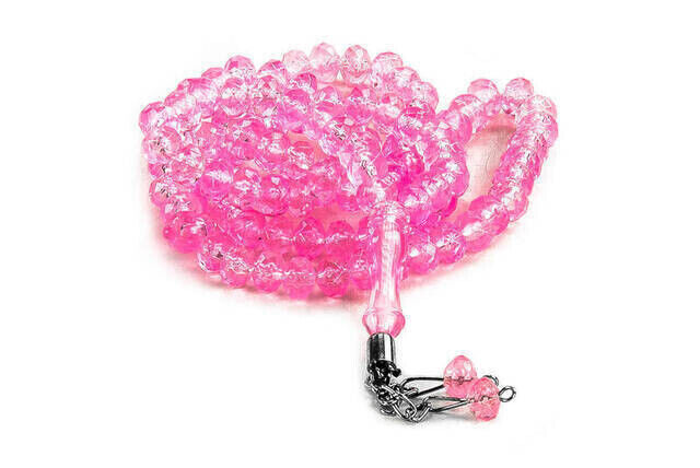 99 pieces Hajj Umrah Gift Prayer Beads with Crystal Look 10 Pieces - Pink - 3