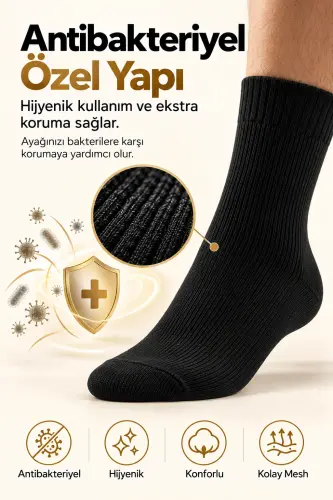 %100 Abdest Uyumlu Asel Su Geçirmez Termal Çorap Mest - 4