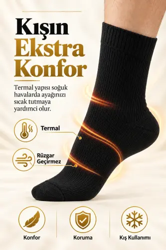 %100 Abdest Uyumlu Asel Su Geçirmez Termal Çorap Mest - 5