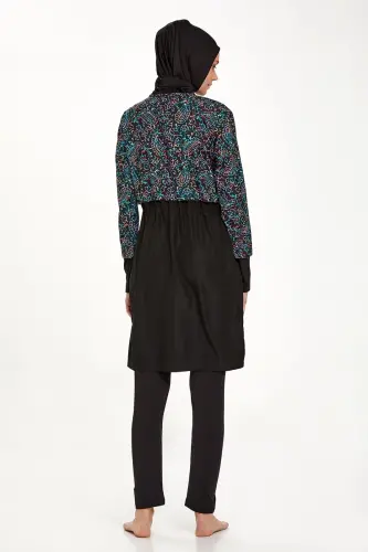 Adasea 1417 Siyah Crop Görünümlü Tam Kapalı Tesettür Mayo - 6