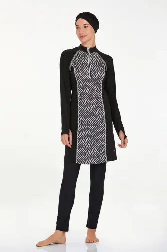 Adasea 4420 Siyah Likralı Tam Tesettür Mayo - Adasea (1)