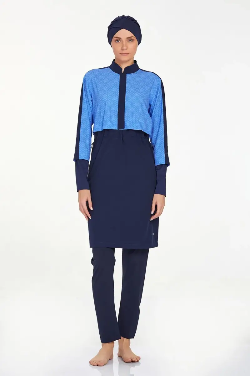 Adasea 4573-24 K.Lacivert Nerea Desenli Tesettür Mayo - 2