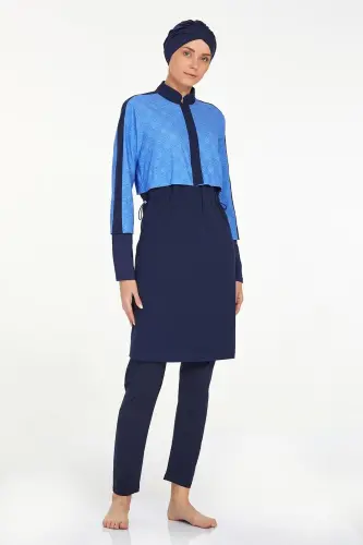 Adasea 4573-24 K.Lacivert Nerea Desenli Tesettür Mayo - 4