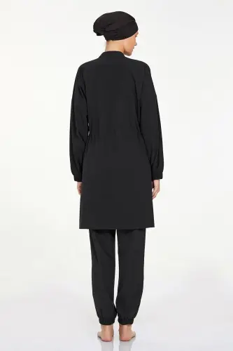 Adasea 4581-24 Siyah Likralı Jileli Tam Tesettür Mayo - 5