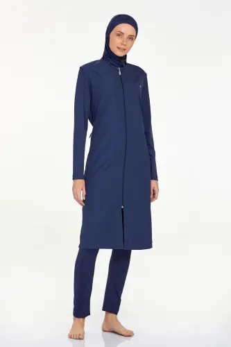 Adasea Büyük Beden Tam Kapalı Tesettür Mayo 1250-24 Koyu Lacivert - 4