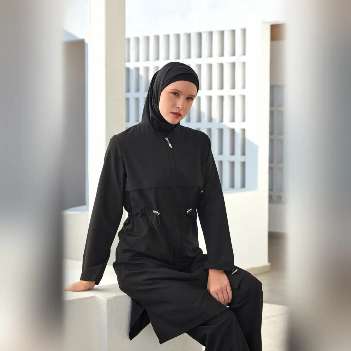 Adasea Ebony Uzun Kollu Tam Tesettür Mayo 1504-25 Siyah - 1