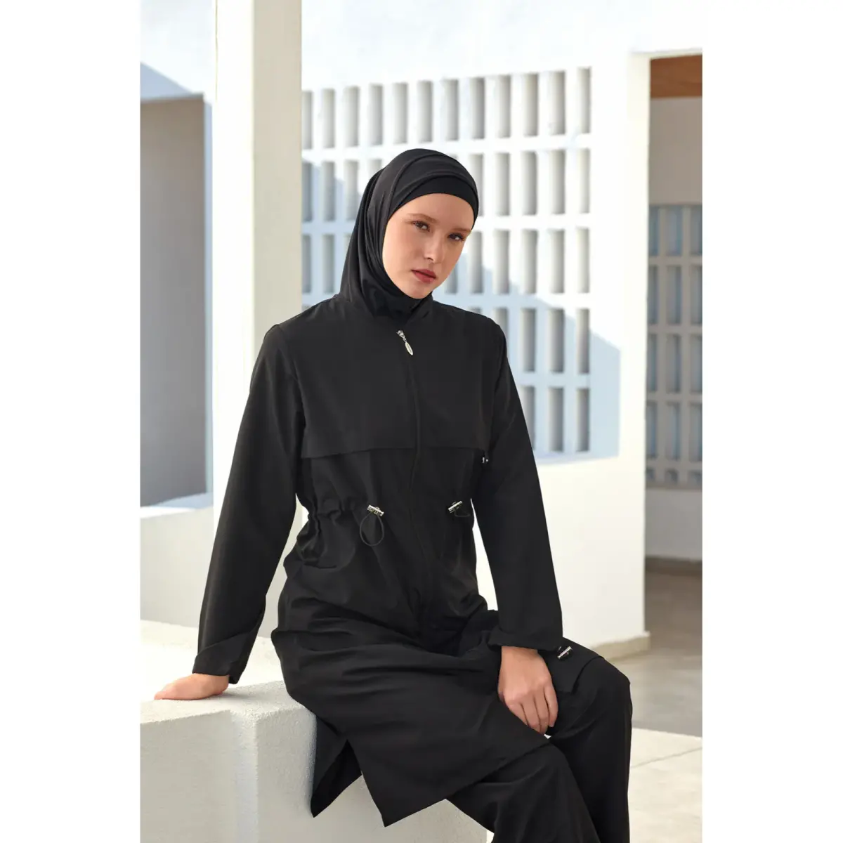 Adasea Ebony Uzun Kollu Tam Tesettür Mayo 1504-25 Siyah - 2