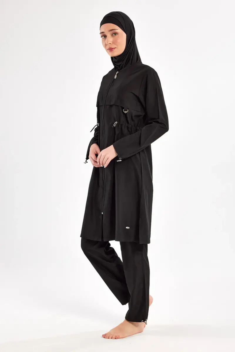 Adasea Ebony Uzun Kollu Tam Tesettür Mayo 1504-25 Siyah - 4