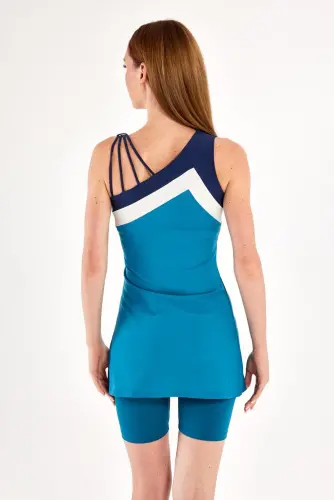 Adasea Eva Kısa Kollu Yarı Kapalı Mayo 1613-25 Mavi - 6