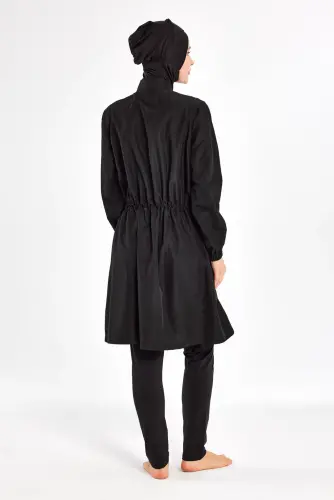 Adasea Ever Uzun Kollu Neon Detaylı Fermuarlı Tam Tesettür Mayo 1402-25 Siyah - Adasea (1)