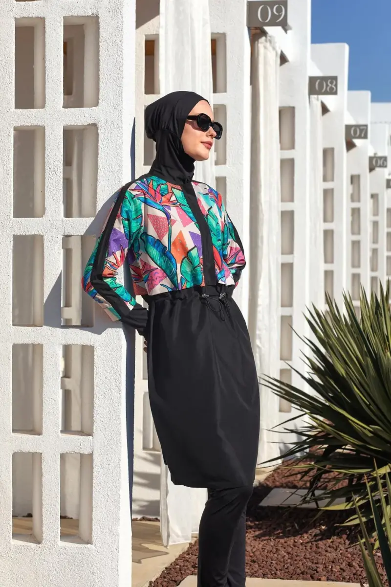 Adasea Sherry Uzun Kollu Tam Kapalı Tesettür Mayo 1411-25 - Siyah - 1