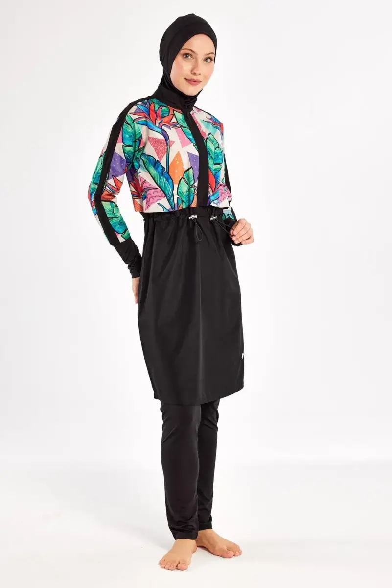 Adasea Sherry Uzun Kollu Tam Kapalı Tesettür Mayo 1411-25 - Siyah - 2