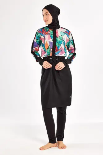 Adasea Sherry Uzun Kollu Tam Kapalı Tesettür Mayo 1411-25 - Siyah - 3