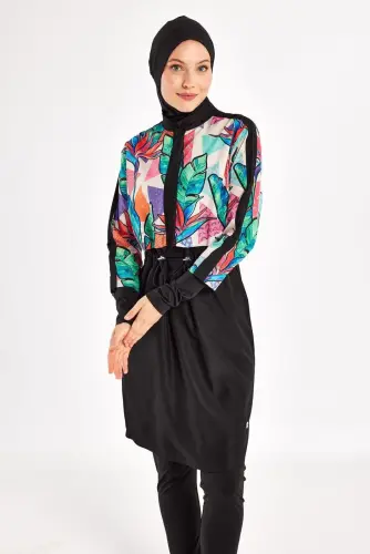 Adasea Sherry Uzun Kollu Tam Kapalı Tesettür Mayo 1411-25 - Siyah - 4