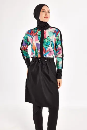 Adasea Sherry Uzun Kollu Tam Kapalı Tesettür Mayo 1411-25 - Siyah - 5