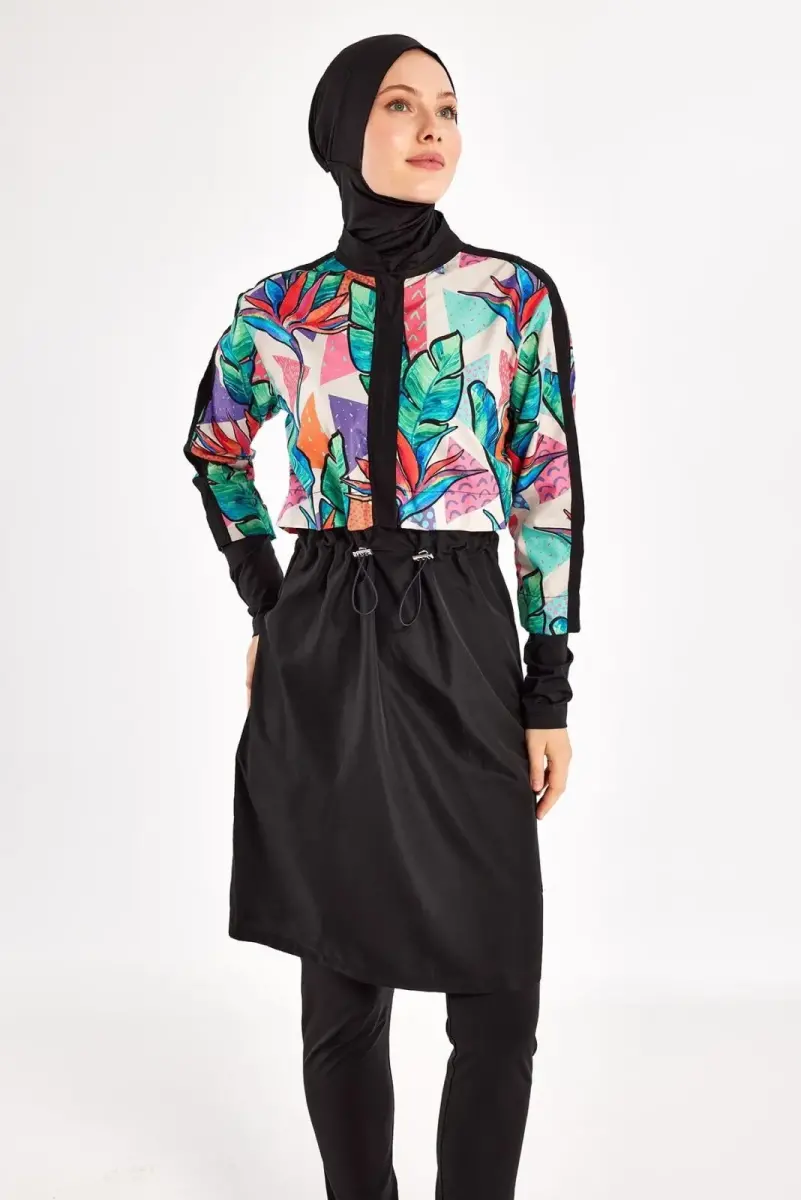 Adasea Sherry Uzun Kollu Tam Kapalı Tesettür Mayo 1411-25 - Siyah - 5