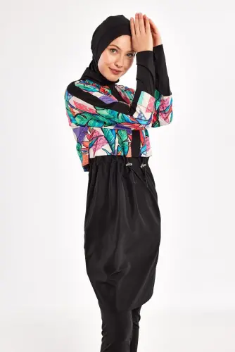 Adasea Sherry Uzun Kollu Tam Kapalı Tesettür Mayo 1411-25 - Siyah - 6