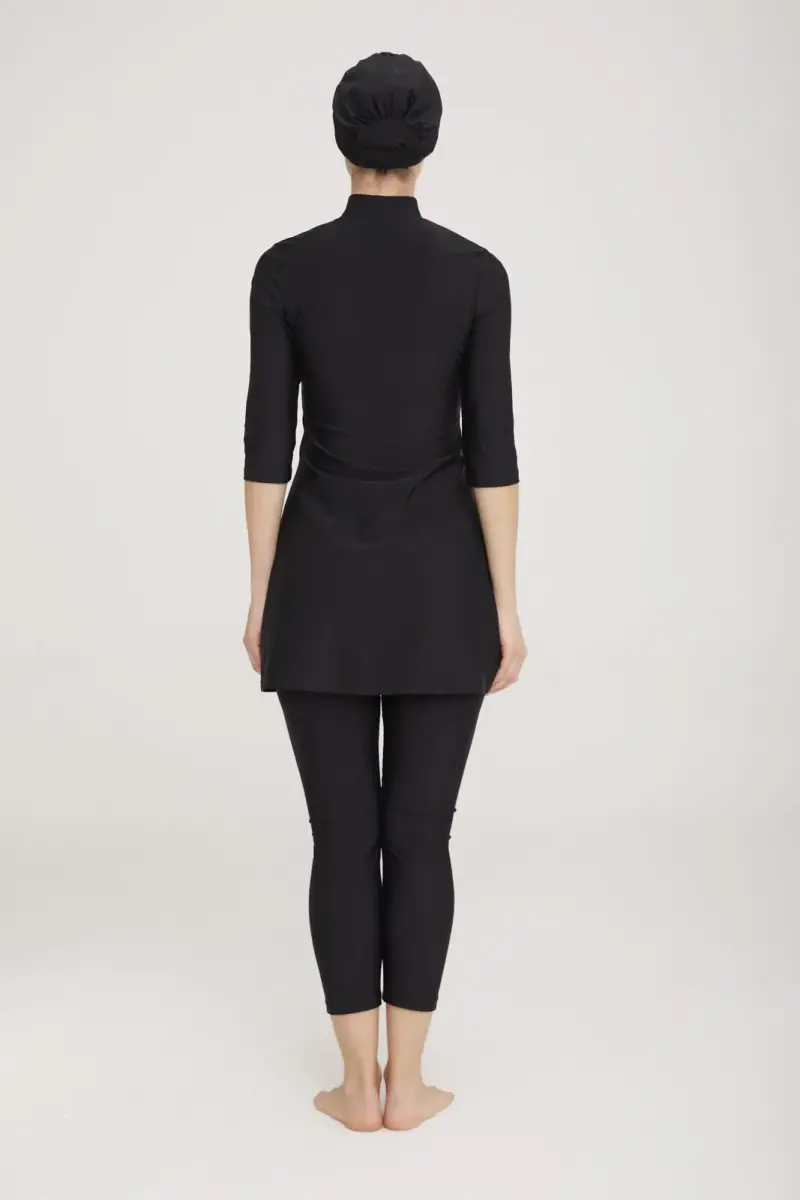 Adasea Truvakar Sleeve Battal Large Size Fully Covered Hijab Swimsuit 3400-23 Black - 5