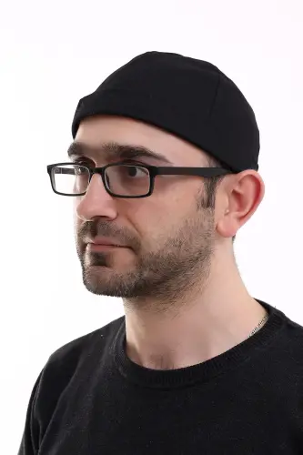 Adjustable Velcro Men's Beanie Skullcap - Black - 1