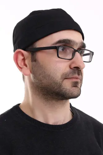 Adjustable Velcro Men's Beanie Skullcap - Black - 4