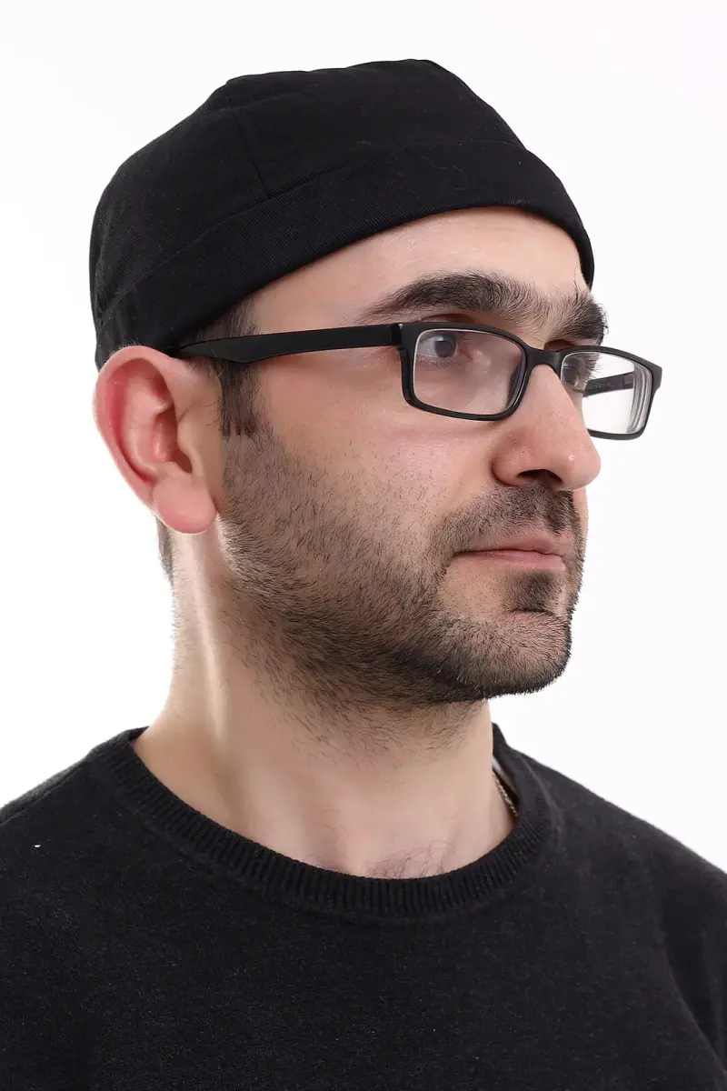 Adjustable Velcro Men's Beanie Skullcap - Black - 4