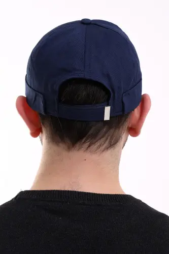 Adjustable Velcro Men's Beanie Skullcap - Navy Blue - İhvan (1)