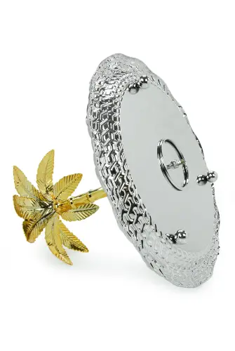 Ağaç Kulplu Oval Hurmalık Sunum ve Servis İkram Tepsisi - Büyük Boy - Gümüş - 5