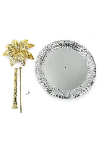 Ağaç Kulplu Oval Hurmalık Sunum ve Servis İkram Tepsisi - Küçük Boy - Gümüş - 7