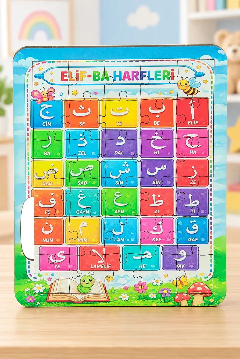 Ahşap Eğitici Elif-Ba Harfleri Yapbozu (16x19,5 cm) - 1