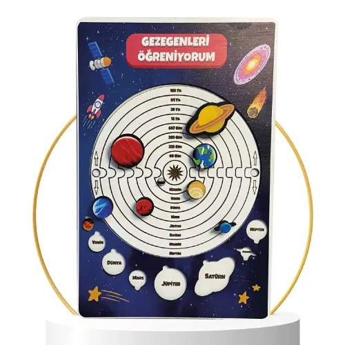 Ahşap Gezegenleri Öğreniyorum Puzzle - Gezegen Yapboz - Eğitici Oyuncak - 4 Yaş ve Üzeri Eğitime Yardımcı Oyuncak - 6