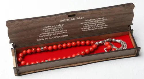 Ahşap Kutulu Mercan Taşı Tesbih - ihvanonline (1)